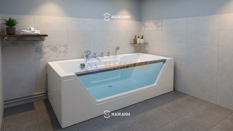 Bồn Tắm Nằm Acrylic Việt Mỹ GB.1 1700x800 mm Chữ Nhật - Ảnh thực tế 1