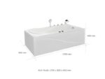 Kích thước Bồn Tắm Nằm Euroca EU4-1780 1700x800 mm Chữ Nhật