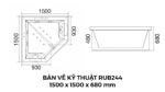 Bồn Tắm Góc Đôi Xây Massage Rudi RUB244 1500x1500 mm Tam Giác