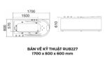 Bản Vẽ Kỹ Thuật Bồn Tắm Nằm Massage Rudi RUB227 1700x800 mm Chữ Nhật