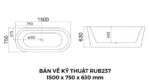 Bản Vẽ Kỹ Thuật Bồn Tắm Oval Xây Massage Rudi RUB237 1500x750 mm