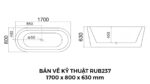 Bản Vẽ Kỹ Thuật Bồn Tắm Oval Xây Massage Rudi RUB237 1700x800 mm