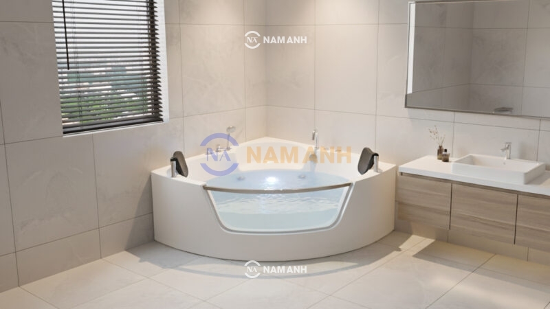 Bồn Tắm Góc Đôi Massage Acrylic Rudi RUB205 Tam Giác - Ảnh Thực Tế 1