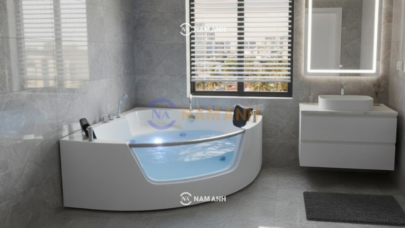 Bồn Tắm Góc Đôi Massage Acrylic Rudi RUB205 Tam Giác - Ảnh Thực Tế 2