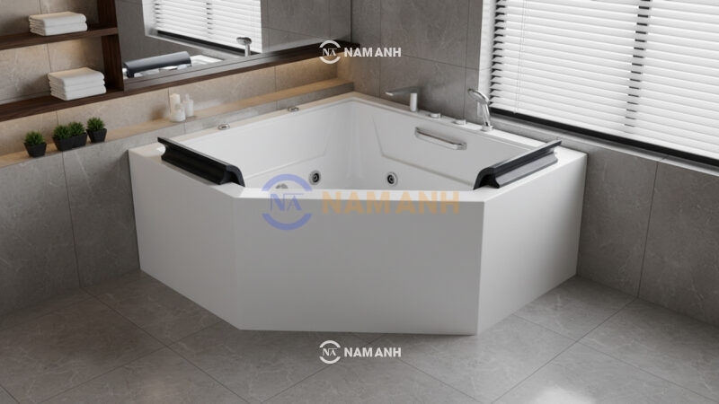 Bồn Tắm Góc Đôi Massage Acrylic Rudi RUB211 1500x1500 mm Tam Giác - Ảnh Thực Tế 1