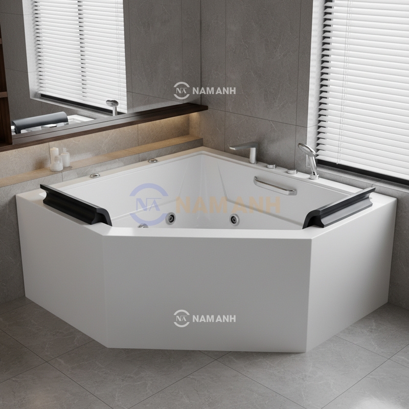 Bồn Tắm Góc Đôi Massage Acrylic Rudi RUB211 1500x1500 mm Tam Giác - Thumbnail