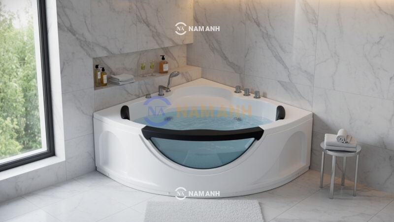 Bồn Tắm Góc Đôi Massage Rudi RUB208 1300x1300 mm Tam Giác - Ảnh thực tế 1