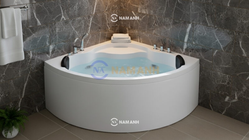 Bồn Tắm Góc Đôi Massage Rudi RUB210 1200x1200 mm Tam Giác - Ảnh Thực Tế 1
