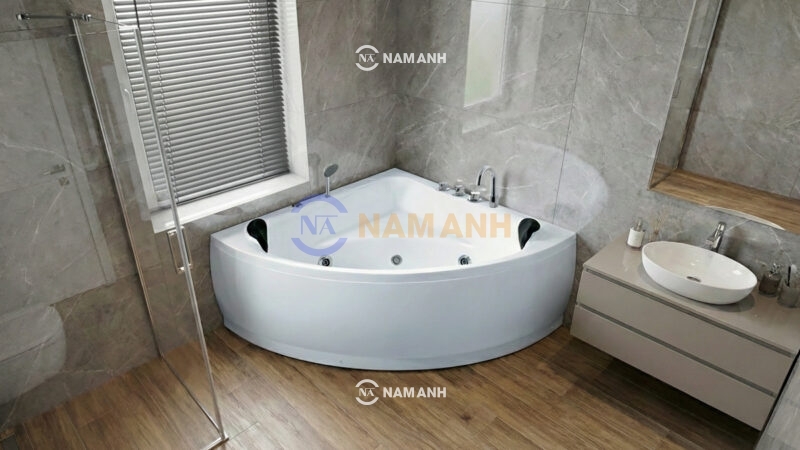 Bồn Tắm Góc Đôi Massage Rudi RUB212 1450x1450 mm Tam Giác - Ảnh Thực Tế 1