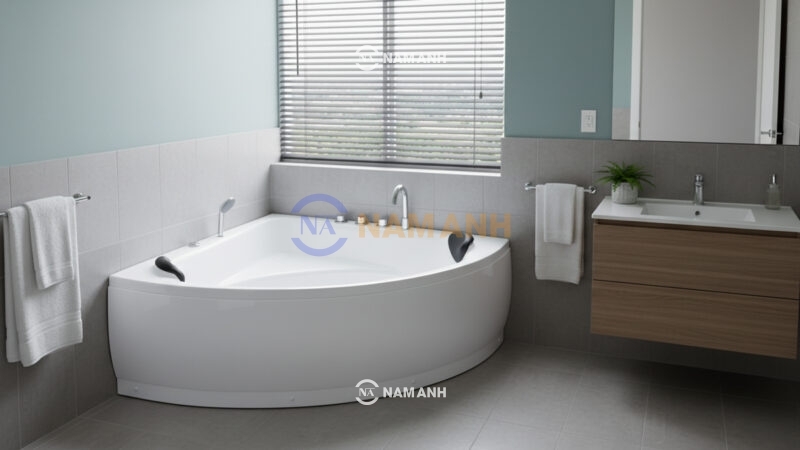 Bồn Tắm Góc Đôi Massage Rudi RUB212 1450x1450 mm Tam Giác - Ảnh Thực Tế 2