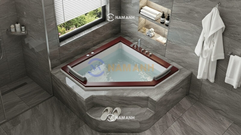 Bồn Tắm Góc Đôi Xây Massage Rudi RUB244 Tam Giác - Ảnh Thực Tế 1