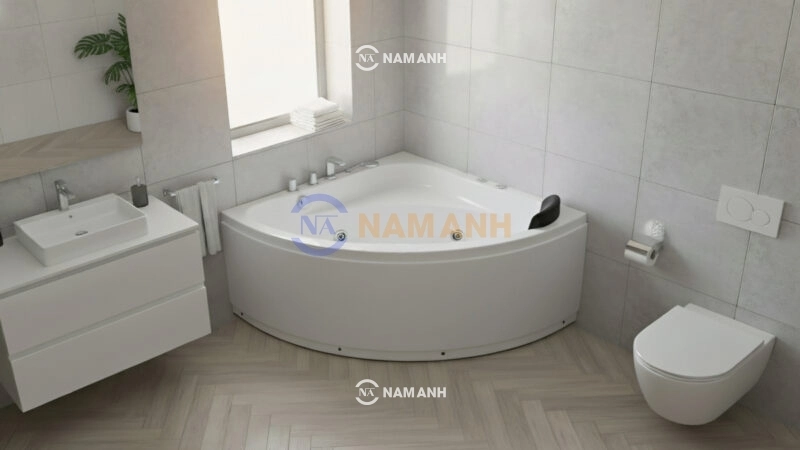 Bồn Tắm Góc Massage Rudi RUB213 1210x1210 mm Tam Giác - Ảnh Thực Tế 1