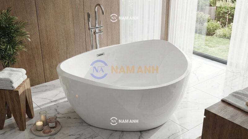 Bồn Tắm Nằm Đặt Sàn Acrylic Rudi RUB106 1500x1250 mm Tam Giác - Ảnh Thực Tế 1