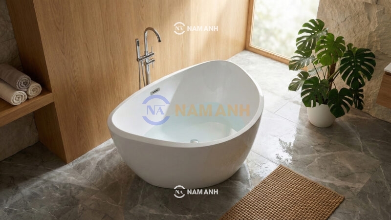 Bồn Tắm Nằm Đặt Sàn Acrylic Rudi RUB106 1500x1250 mm Tam Giác - Ảnh Thực Tế 2