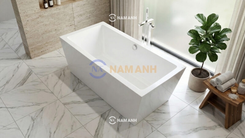 Bồn Tắm Nằm Đặt Sàn Acrylic Rudi RUB115 Chữ Nhật - Ảnh Thực Tế 1