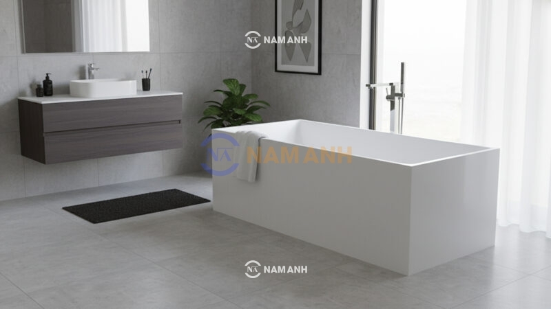 Bồn Tắm Nằm Đặt Sàn Acrylic Rudi RUB116 Chữ Nhật - Ảnh Thực Tế 2