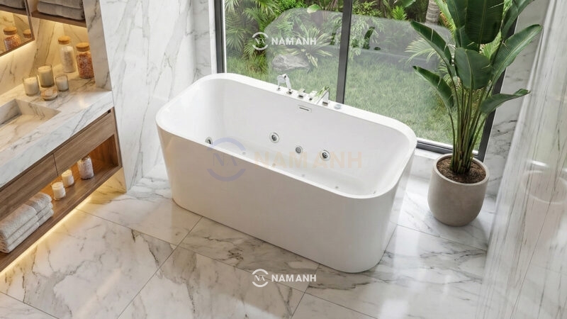 Bồn Tắm Nằm Đặt Sàn Massage Acrylic Rudi RUB114 Chữ Nhật - Ảnh Thực Tế 1