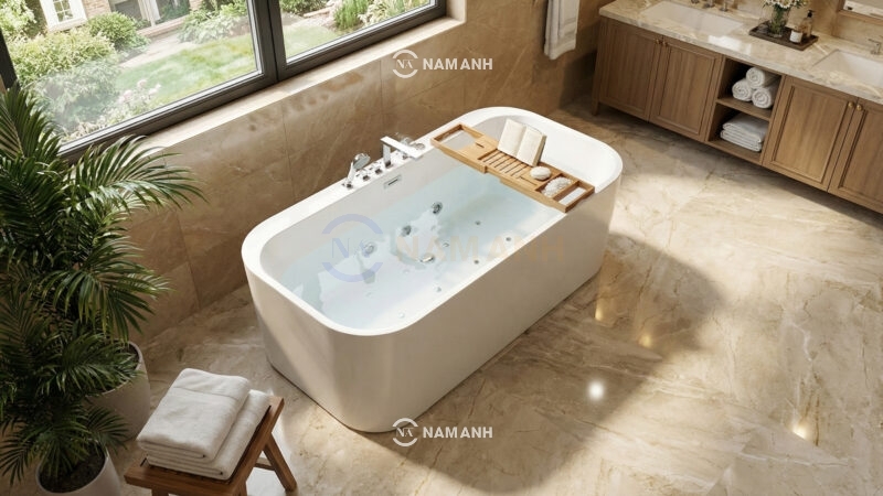 Bồn Tắm Nằm Đặt Sàn Massage Acrylic Rudi RUB114 Chữ Nhật - Ảnh Thực Tế 2