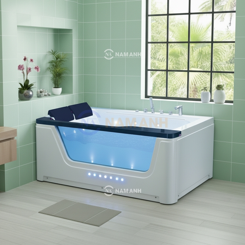 Bồn Tắm Nằm Đôi Massage Acrylic Rudi RUB201 1700x1200 mm Chữ Nhật - Thumbnail