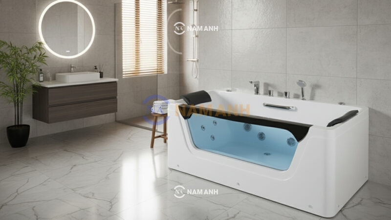 Bồn Tắm Nằm Đôi Massage Acrylic Rudi RUB217 Chữ Nhật - Ảnh Thực Tế 1