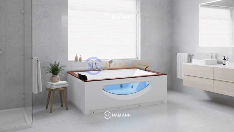 Bồn Tắm Nằm Đôi Massage Acrylic Rudi RUB221 1800x1500 mm Chữ Nhật - Ảnh Thực Tế 2