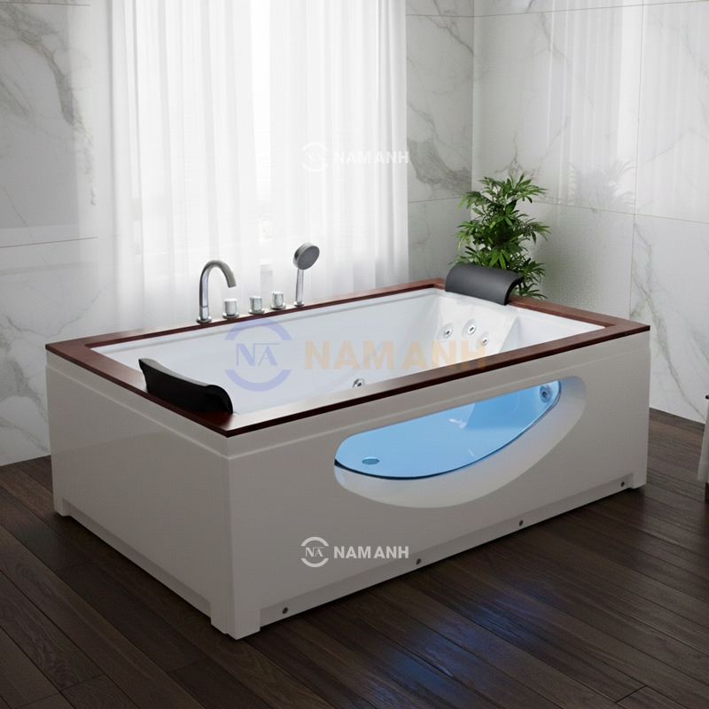 Bồn Tắm Nằm Đôi Massage Acrylic Rudi RUB221 1800x1500 mm Chữ Nhật - Thumbnail