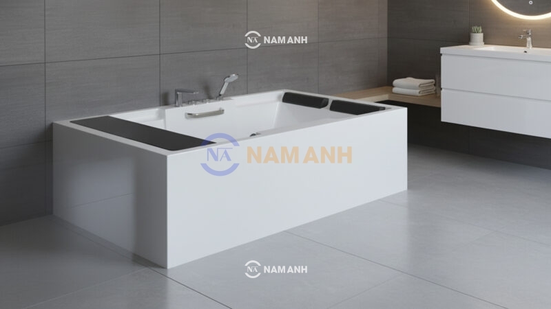 Bồn Tắm Nằm Đôi Massage Acrylic Rudi RUB225 1850x1200 mm Chữ Nhật - Ảnh Thực Tế 1