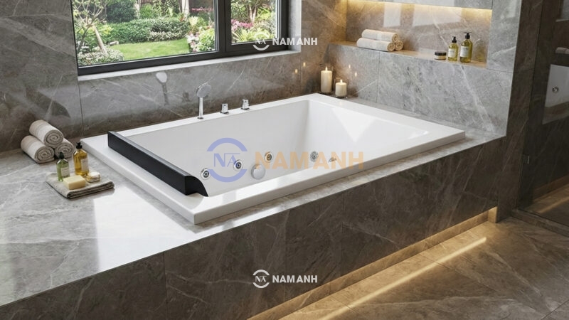 Bồn Tắm Nằm Đôi Xây Massage Rudi RUB235 1800x1200 mm Chữ Nhật - Ảnh Thực Tế 1