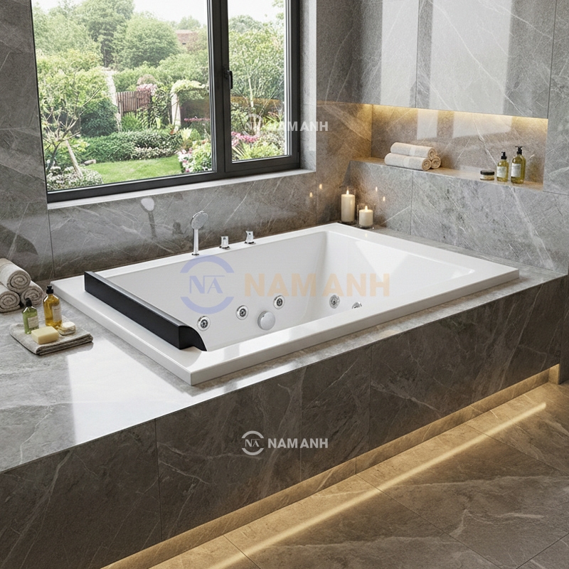 Bồn Tắm Nằm Đôi Xây Massage Rudi RUB235 1800x1200 mm Chữ Nhật - Thumbnail