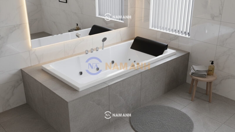 Bồn Tắm Nằm Đôi Xây Massage Rudi RUB236 1800x1400 mm Chữ Nhật - Ảnh Thực Tế 2