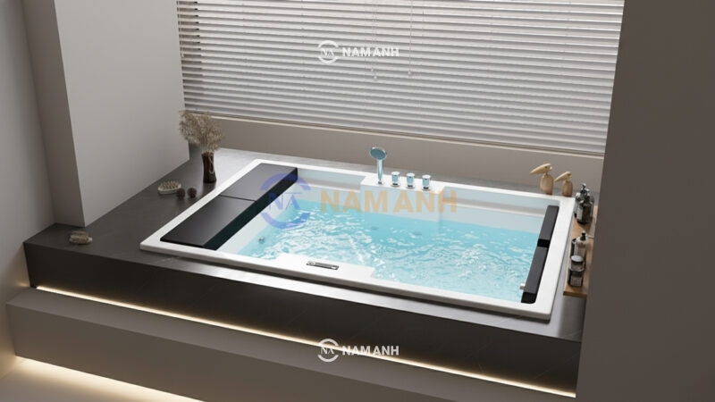 Bồn Tắm Nằm Đôi Xây Massage Rudi RUB240 1850x1200 mm Chữ Nhật - Ảnh Thực Tế 1