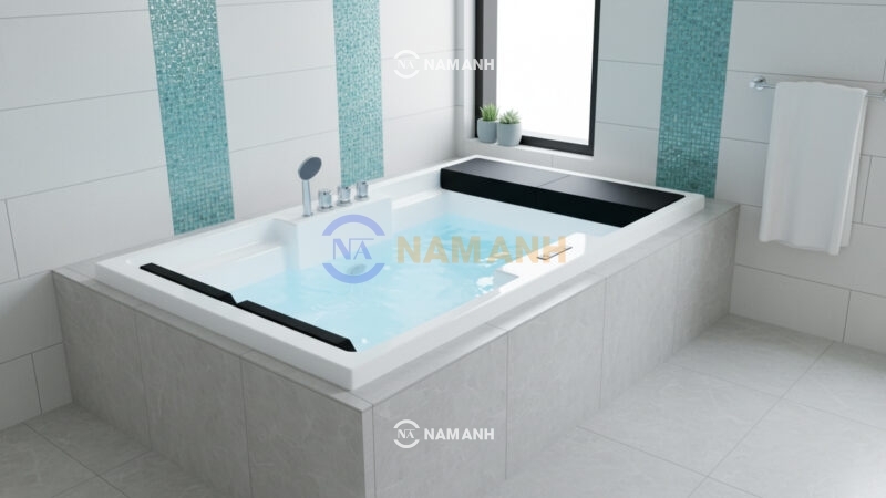 Bồn Tắm Nằm Đôi Xây Massage Rudi RUB240 1850x1200 mm Chữ Nhật - Ảnh Thực Tế 2