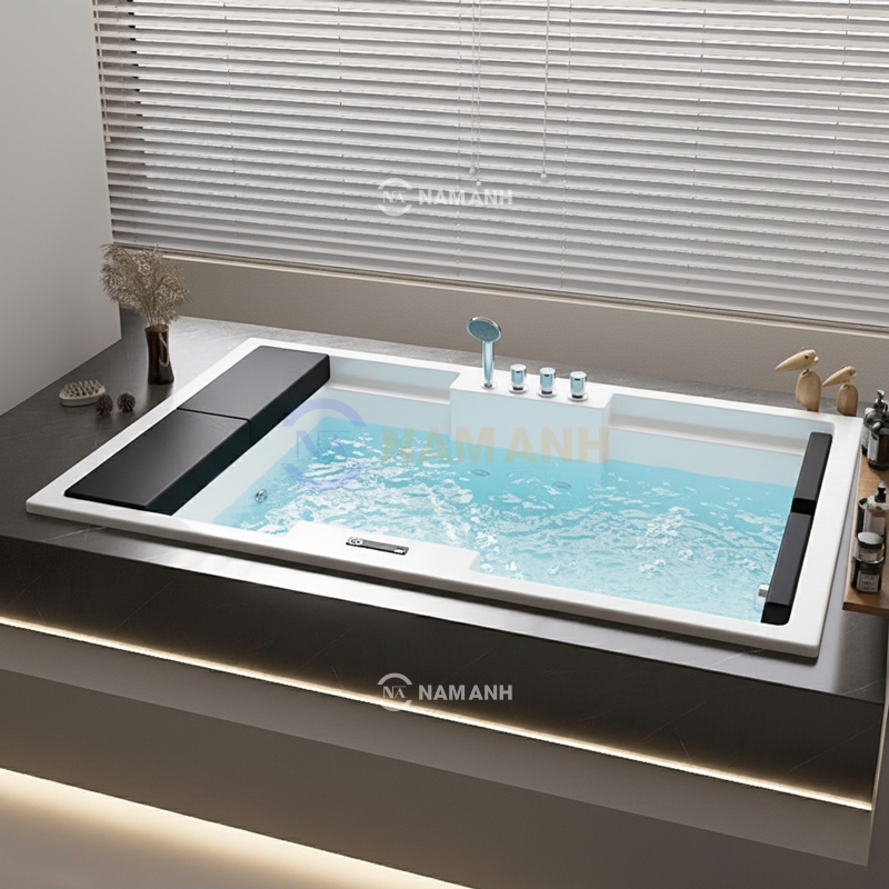 Bồn Tắm Nằm Đôi Xây Massage Rudi RUB240 1850x1200 mm Chữ Nhật - Thumbnail