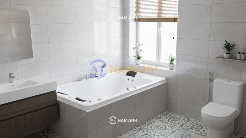 Bồn Tắm Nằm Đôi Xây Massage Rudi RUB241 1880x1230 mm Chữ Nhật - Ảnh Thực Tế 1