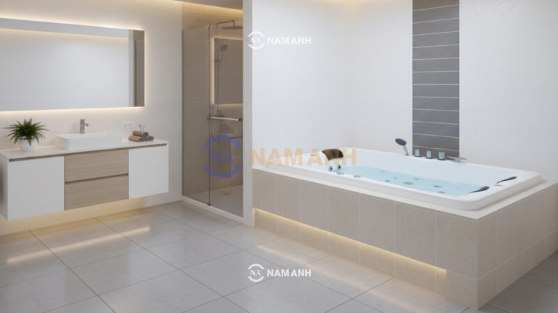 Bồn Tắm Nằm Đôi Xây Massage Rudi RUB241 1880x1230 mm Chữ Nhật - Ảnh Thực Tế 2