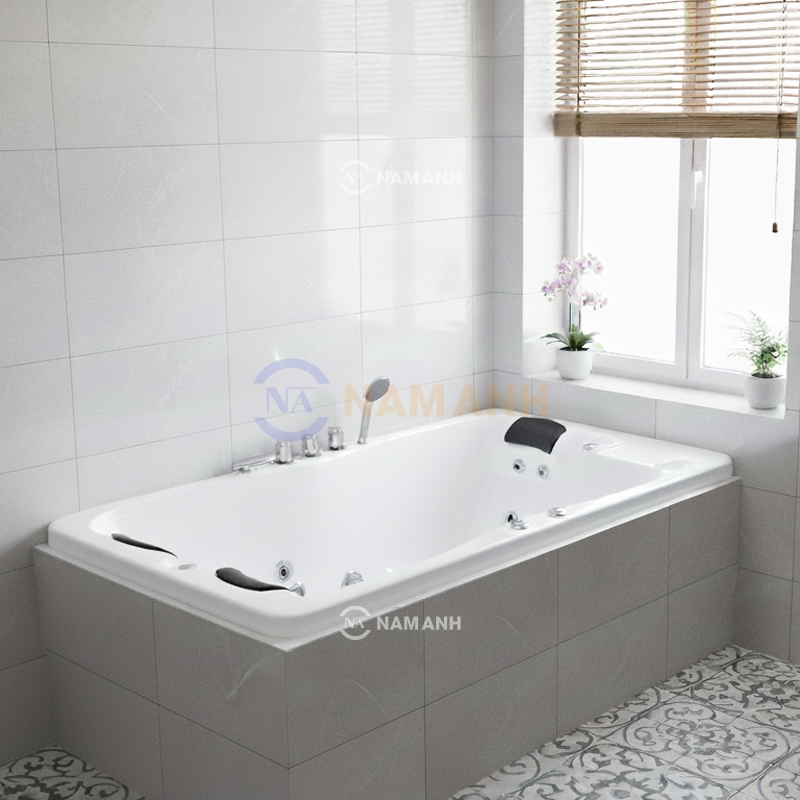 Bồn Tắm Nằm Đôi Xây Massage Rudi RUB241 1880x1230 mm Chữ Nhật - Thumbnail