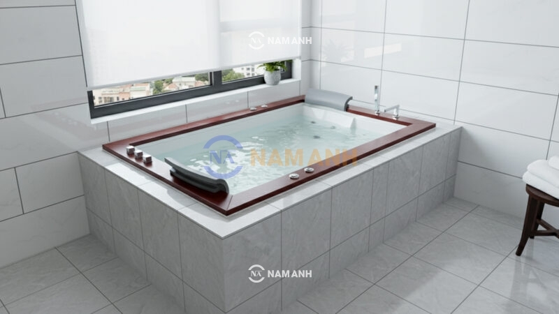 Bồn Tắm Nằm Đôi Xây Massage Rudi RUB245 1800x1500 mm Chữ Nhật - Ảnh Thực Tế 2