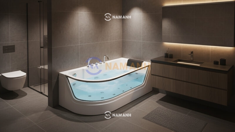 Bồn Tắm Nằm Massage Acrylic Rudi RUB214 1650x800 mm Chữ Nhật - Ảnh thực tế 2