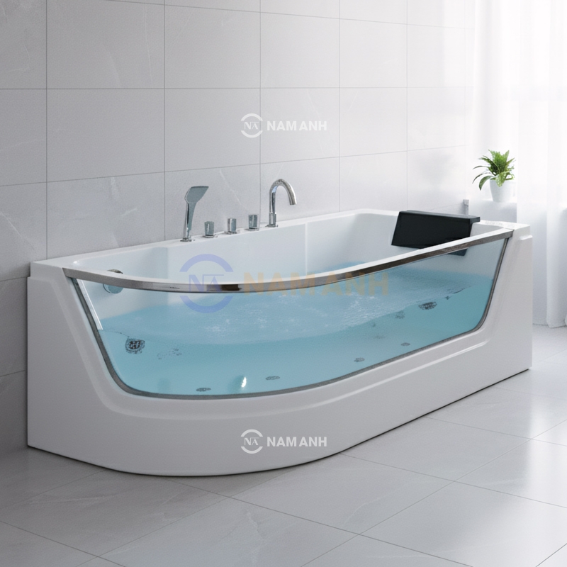 Bồn Tắm Nằm Massage Acrylic Rudi RUB214 1650x800 mm Chữ Nhật - Thumbnail