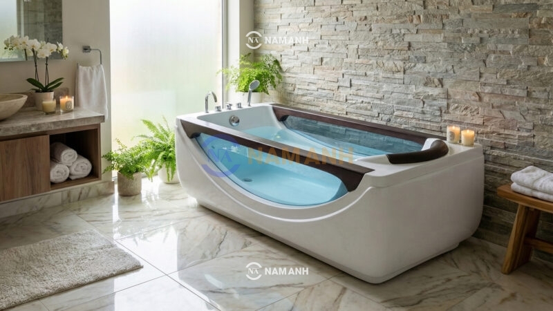 Bồn Tắm Nằm Massage Acrylic Rudi RUB216 Chữ Nhật - Ảnh Thực Tế 1