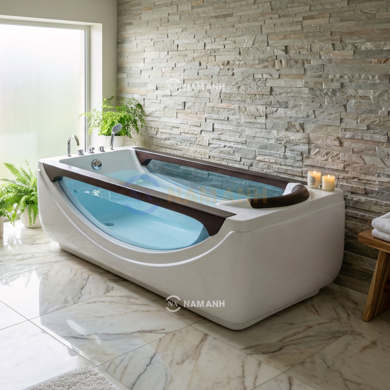 Bồn Tắm Nằm Massage Acrylic Rudi RUB216 Chữ Nhật - Thumbnail