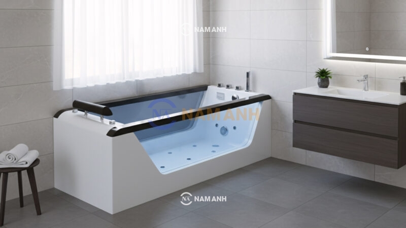 Bồn Tắm Nằm Massage Acrylic Rudi RUB219 1700x850 mm Chữ Nhật - Ảnh thực tế 2