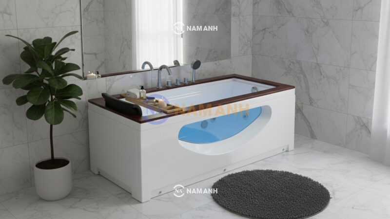 Bồn Tắm Nằm Massage Acrylic Rudi RUB222 1800x880 mm Chữ Nhật - Ảnh Thực Tế 1