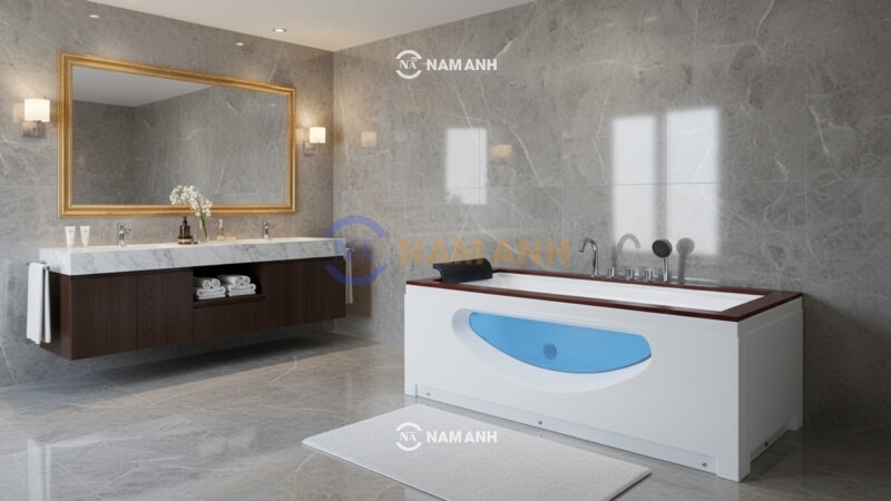 Bồn Tắm Nằm Massage Acrylic Rudi RUB222 1800x880 mm Chữ Nhật - Ảnh Thực Tế 2
