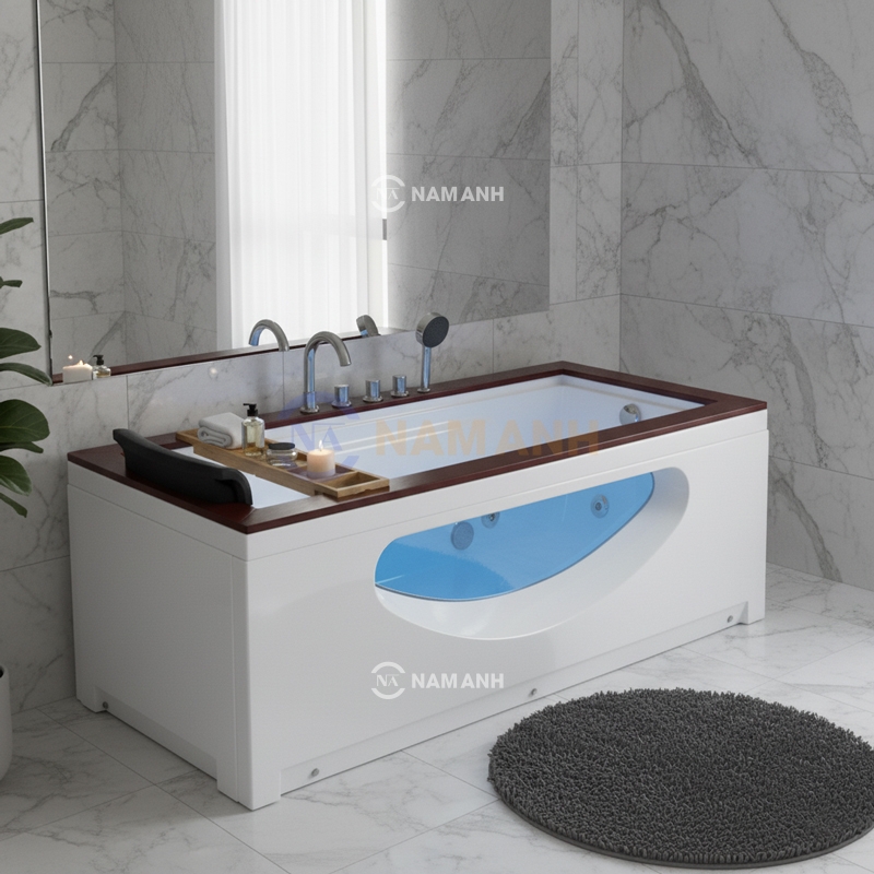 Bồn Tắm Nằm Massage Acrylic Rudi RUB222 1800x880 mm Chữ Nhật - Thumbnail