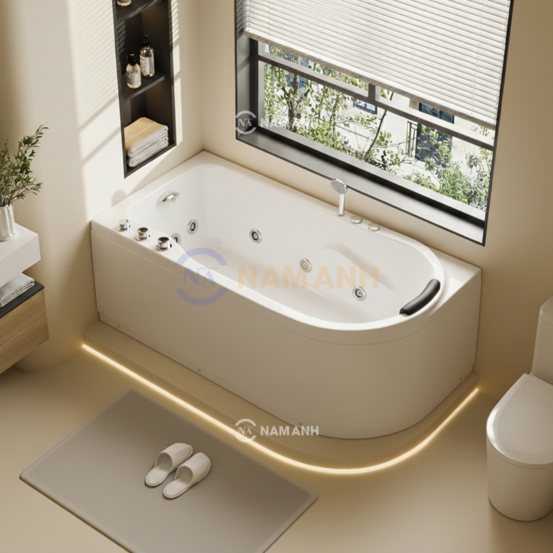 Bồn Tắm Nằm Massage Rudi RUB227 1700x800 mm Chữ Nhật - Thumbnail