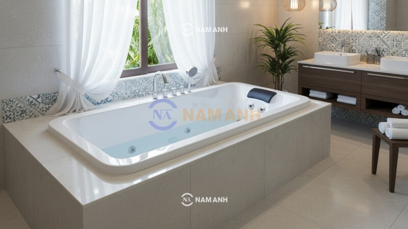 Bồn Tắm Nằm Xây Massage Rudi RUB242 Chữ Nhật - Ảnh Thực Tế 1