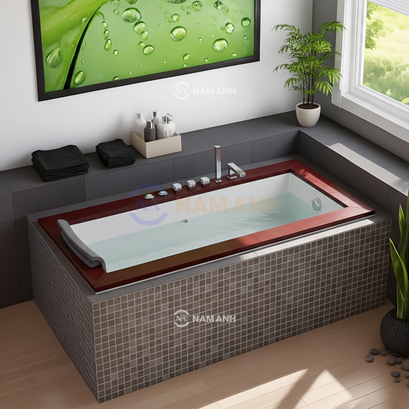 Bồn Tắm Nằm Xây Massage Rudi RUB246 1600x850 mm Chữ Nhật - Thumbnail