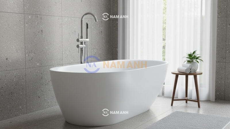 Bồn Tắm Oval Đặt Sàn Acrylic Rudi RUB110 - Ảnh Thực Tế 2