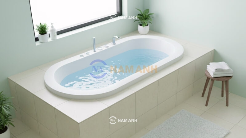 Bồn Tắm Oval Xây Massage Rudi RUB237 - Ảnh thực tế 1